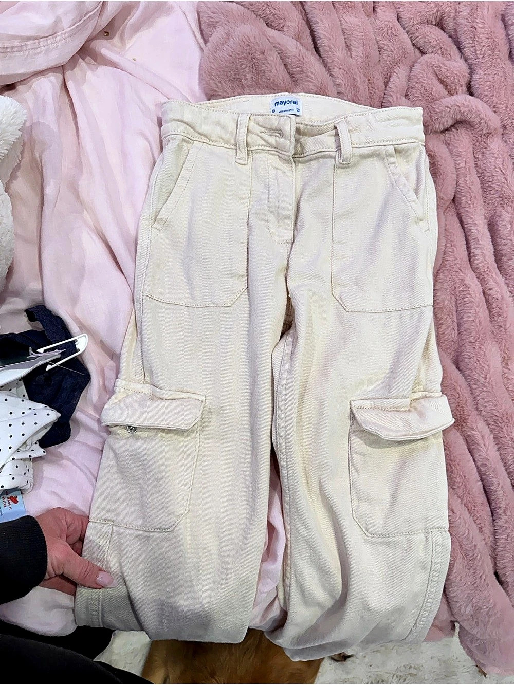 Mayoral Kids Cargo Pants in Cream